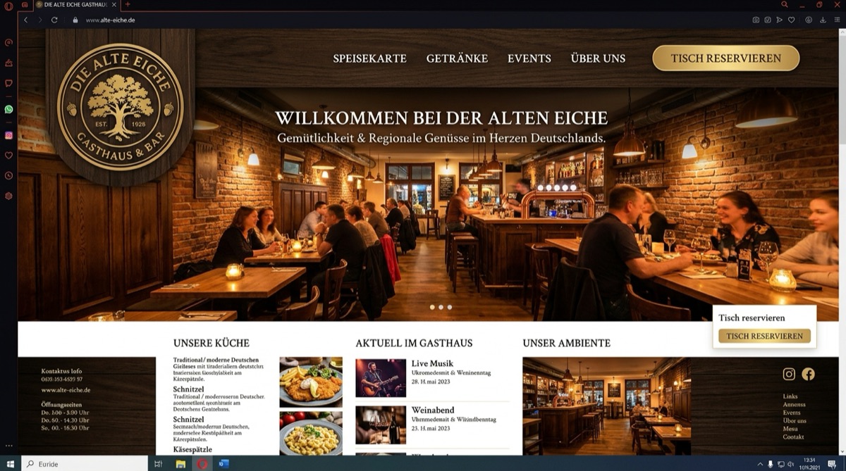 Webdesign Die Alte Eiche Gasthaus & Bar